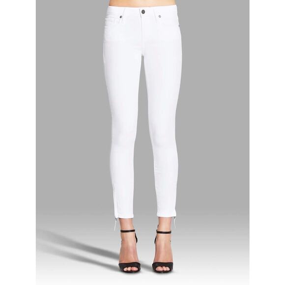 PAIGE Verdugo Ankle Jeans Size 25 White Stretch Slim Fit 5 Pocket Fray Edge - Picture 1 of 8